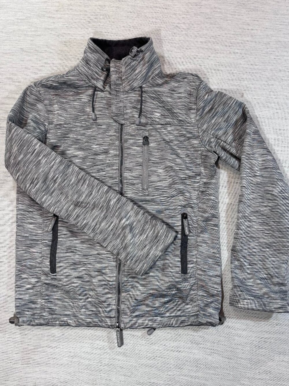 Superdry Windtrekker Jacket Men's M Grey Space Dye Hooded Windbreaker